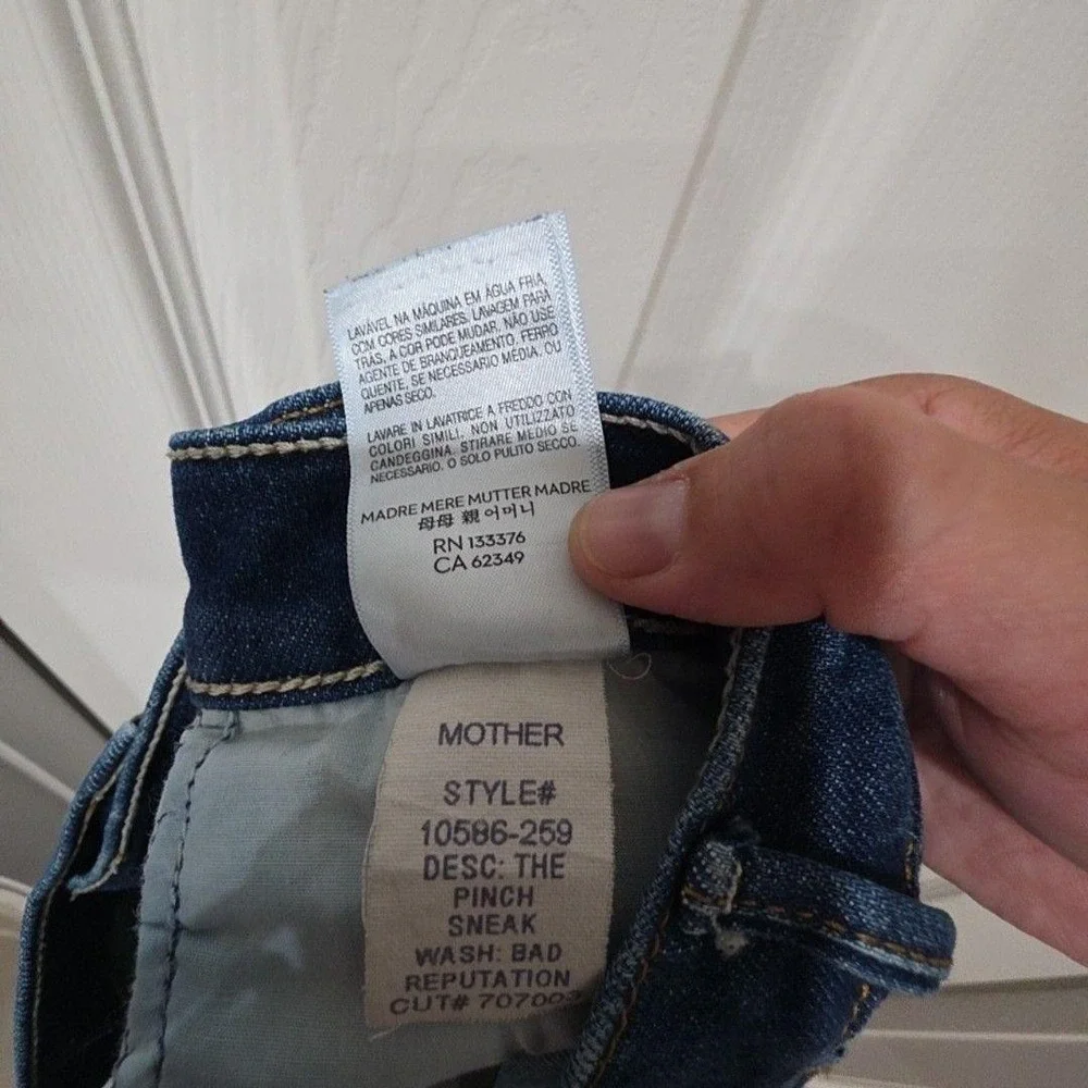 Mother Jeans Womens 26 Blue Wash The Pinch Sneak Straight Denim Bad Reputation